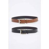 WOVCOR Women's Double Pack Silver Buckle Classic Faux Leather Belt | Size: Medium