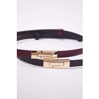 WOVCOR Women's Double Pack Gold Rectangular Clasp Slim Faux Leather Belt | Size: Medium/Large