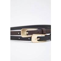 WOVCOR Women's Double Pack Gold Buckle Western Slim Faux Leather Belt | Size: Small