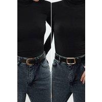 WOVCOR Women's Double Pack Gold Horseshoe Buckle Wide Faux Leather Belt | Size: Small