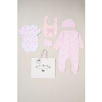 Rock a Bye Baby Girl's 5-Piece Bow Print All in One Baby Gift Set in Baby Pink | Size: 3-6 m