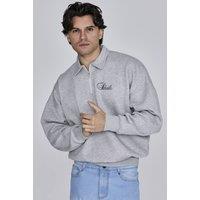 SikSilk Men's Essentials Polo Sweater in Grey | Size: Small