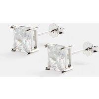 Cernucci Men's 6mm Square Cut Stud Earrings in Metallic Silver