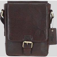 Ashwood Leather Men's Compact Leather Flap Over Bag in Dark Brown