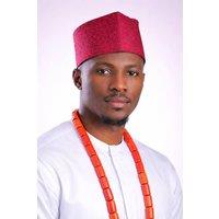 JTAPHRIQUE Men's Traditional Nigerian Wedding Hat For Men in Burgundy | Size: 22 inches