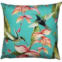 Evans Lichfield Hummingbird Polyester Filled Outdoor Cushion in Blue | Size: 43 cm x 43 cm