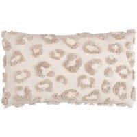 Furn Maeve Tonal Leopard Print Tufted Cotton Cushion in Natural | Size: 30 cm x 50 cm