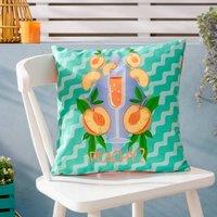 Furn Peachy Abstract Water & UV Resistant Outdoor Cushion in Aqua | Size: 43 cm x 43 cm