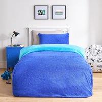 OHS Reversible Teddy Duvet Cover with Pillowcase in Blue | Size: Double