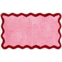 OHS Scallop Edge Tufted Bath Mats Non-Slip Shower Rug in Pink