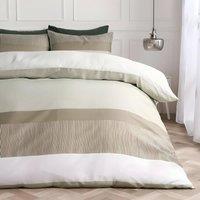 OHS Multi Stripe Bedding Set Microfibre Duvet Cover with Pillowcase in Pale Green | Size: Single