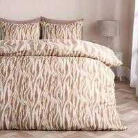 OHS Watercolour Zebra Print Microfibre Duvet Cover Bedding Set in Tan | Size: Super King