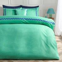 OHS Wave Edge Bedding Set Microfibre Duvet Cover with Pillowcase in Green | Size: Double