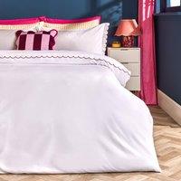 OHS Scallop Edge Bedding Set Microfibre Duvet Cover with Pillowcase in Bright Pink | Size: Double