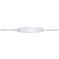 Jewelco London Silver Cable Chain Oval Bar Identity ID Bracelet 5 + 1 inch