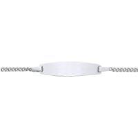 Jewelco London Silver Curb Chain Oval Bar Identity ID Bracelet 5 + 1 inch