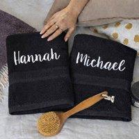 Duncan Stewart Personalised Bath Towel Set For Couples in Black