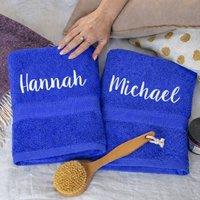 Duncan Stewart Personalised Bath Towel Set For Couples in Royal