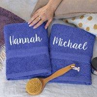 Duncan Stewart Personalised Bath Towel Set For Couples in Navy