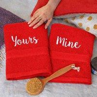 Duncan Stewart Personalised Bath Towel Set For Couples in Red