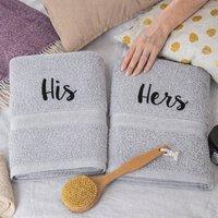 Duncan Stewart Personalised Bath Towel Set For Couples in Silver