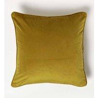 Homescapes Filled Velvet Cushion with Piped Edge 46 x 46 cm in Gold