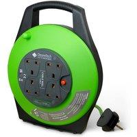 Desiretech 10 Metre - Heavy-Duty Portable Cable Reel Extension Lead - 4 Sockets in Green