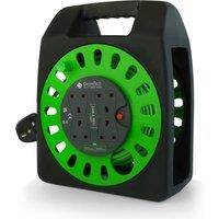 Desiretech 18 Metre - Heavy-Duty Portable Cable Reel Extension Lead - 4 Sockets in Black