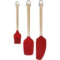KitchenAid 3pc Baking Utensil Set, Birchwood with Pastry Brush, Spoon Spatula & Mixer Spatula in Red
