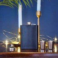 Madison & Mayfair 4 Piece Matte Black Hip Flask Set with Gift Box