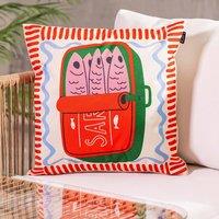 icon Cushion 43x43cm Sardine Print in Off-White | Size: 43x43 cm