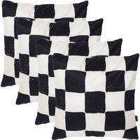 icon 4 Pack Cushion 43x43 Kyoto Fabric, Checkerboard Mono in White