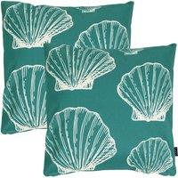 icon 2 Pack Cushion 43x43 Kyoto Fabric, Large Sea Shell in Teal
