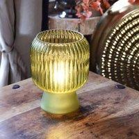 Madison & Mayfair Green Ridged Glass LED Lamp