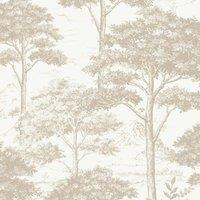 Grandeco Etched Tree Toile Textured Wallpaper in Natural