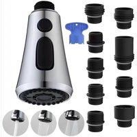 Heable Chrome 3-Function Universal 1/2-Inch Kitchen Tap Replacement Head in Silver