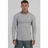 SikSilk Men's Essentials LS T-Shirt in Grey | Size: Large