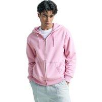 SweetLook Men's Plain Full Zip Up Polyester Hoodies for Men Uk in Light Pink | Size: Small