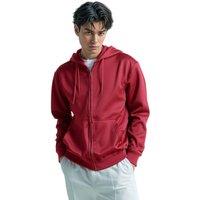 SweetLook Men's Plain Full Zip Up Polyester Hoodies for Men Uk in Maroon | Size: Large