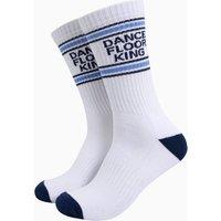 Sock Talk Men's Dance Floor King Novelty Cotton Sports Socks in White | Size: 7-11