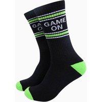 Sock Talk Men's Game On Novelty Cotton Sports Socks in Black | Size: 7-11