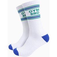 Sock Talk Men's Gym Bro Novelty Cotton Sports Socks in White | Size: 7-11