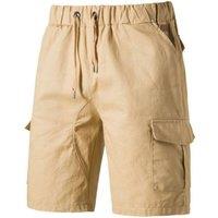 Lovii Men's Lightweight Drawstring Cargo Shorts in Beige | Size: 2XL