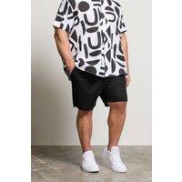 BadRhino Men's Elasticated Linen Shorts in Black | Size: 2XL