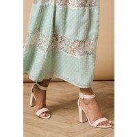 Oasis Women's Milla Covered Buckle High Block Heel Sandals in Beige | Size: 4