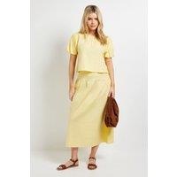 Dorothy Perkins Women's Dropped Waist Poplin Midi Skirt in Lemon | Size: 16