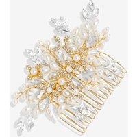 Jon Richard Women's Gold Plated Pearl & Crystal Floral Comb