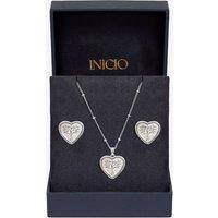 Inicio Women's Sterling Silver Plated Mother of Pearl Tree Of Love Set - Gift Box