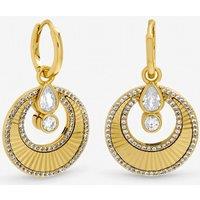 Inicio Women's Two Tone & Crystal Disk Huggie Earrings - Gift Pouch