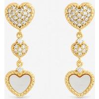 Inicio Women's Gold Plated Mother of Pearl & Pave Heart Drop Earrings - Gift Pouch